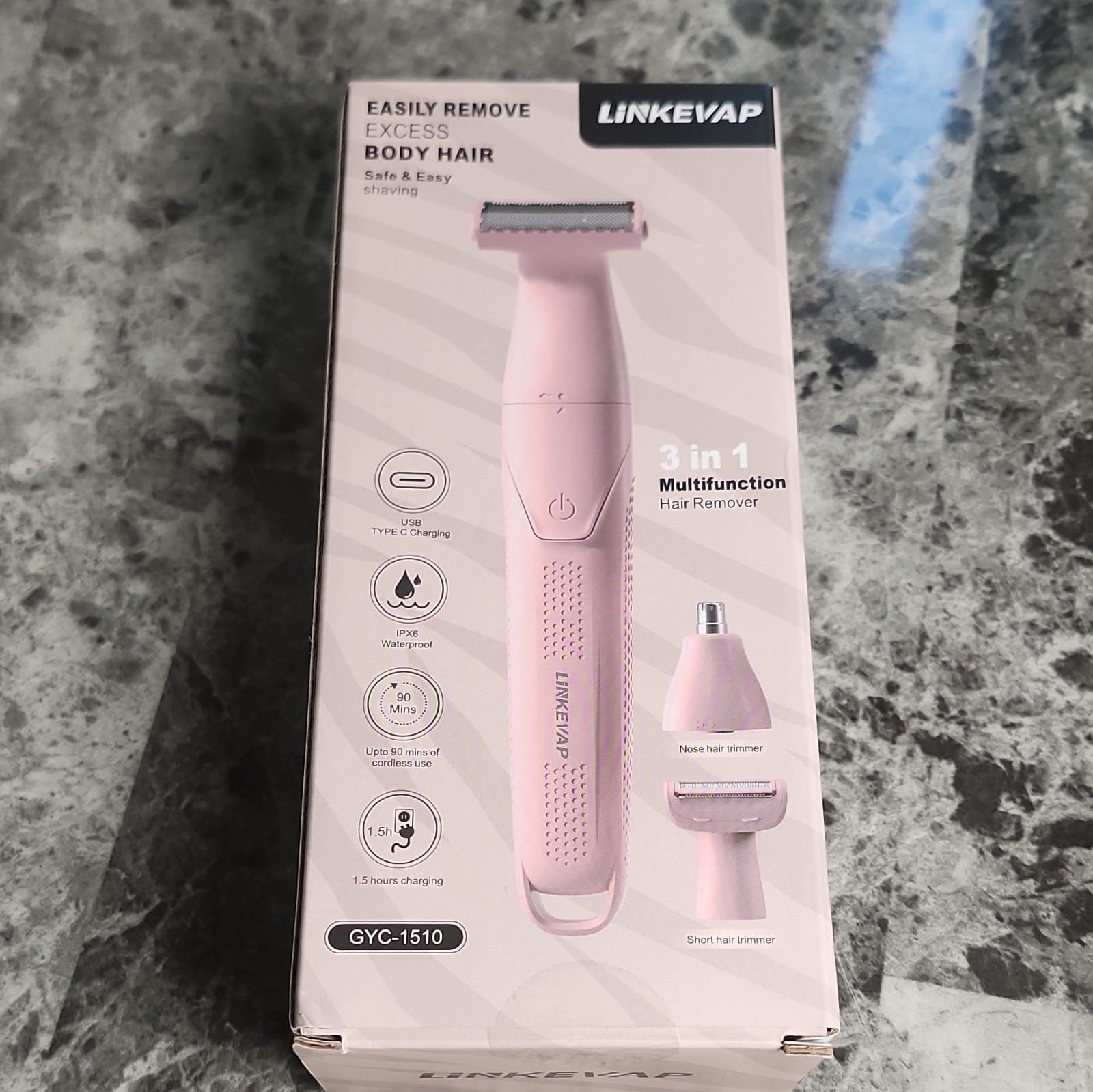 LINKEVAP GYC-1510 3-Head Women’s Shaver Pink Wet/Dry Waterproof USB Recharge