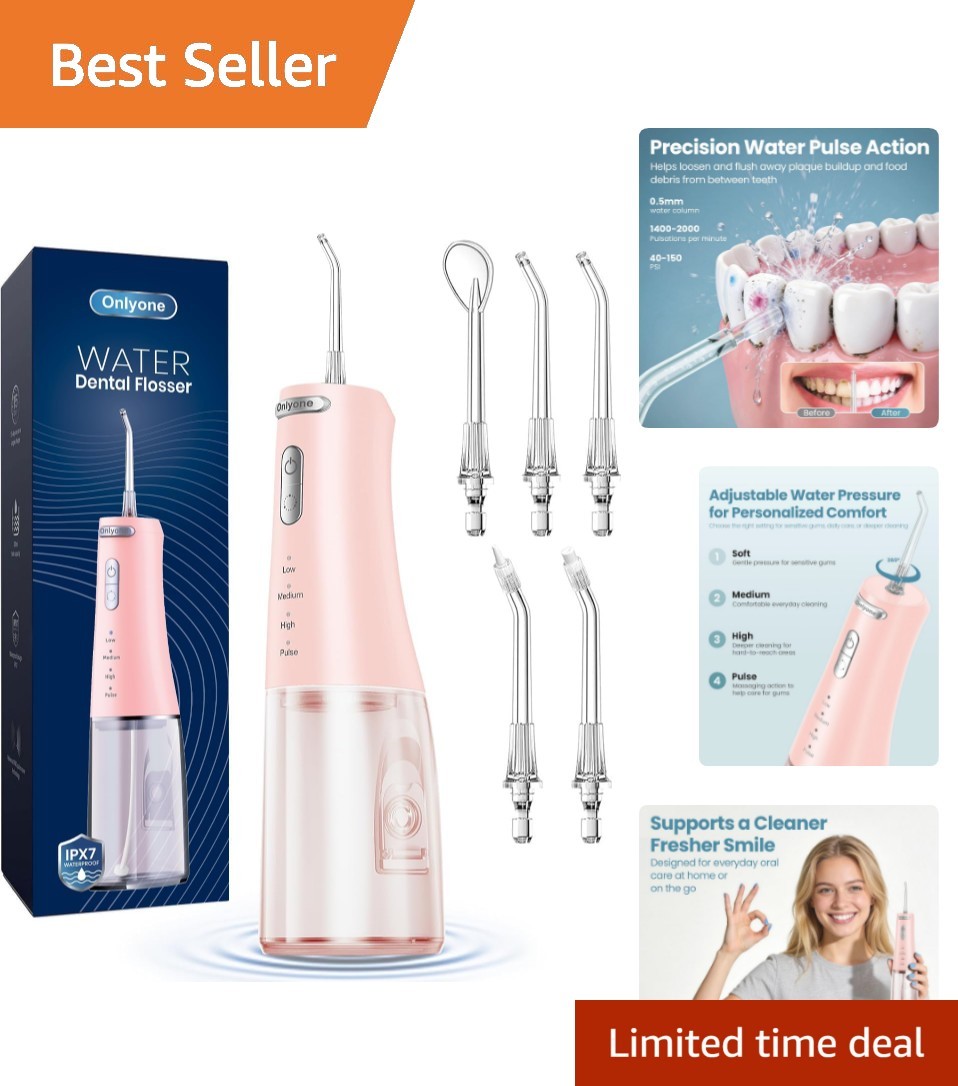 Onlyone Water Flosser 300Ml Portable Rechargeable Pink Oral Irrigator