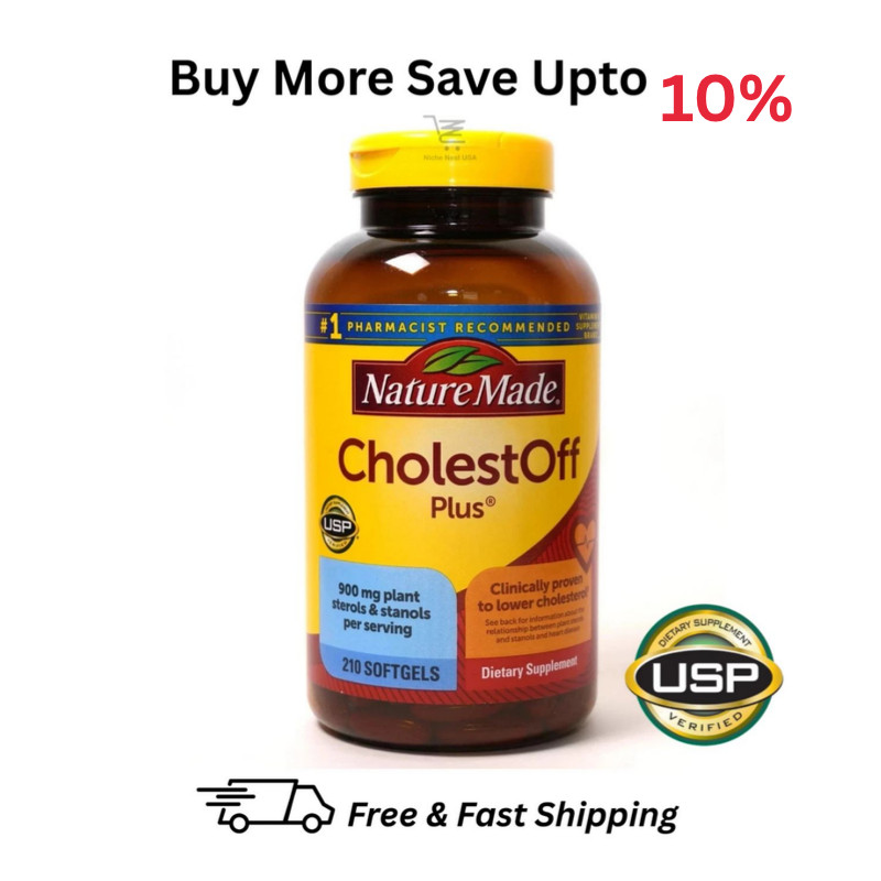 Nature Made CholestOff Plus 900mg 210 Softgels Lower Cholesterol Expiry 12/2027