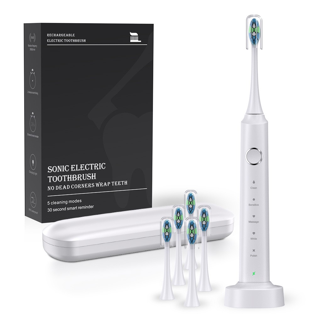 Sonic Electric Toothbrush for Adults with 5 Toothbrush Replacement Heads