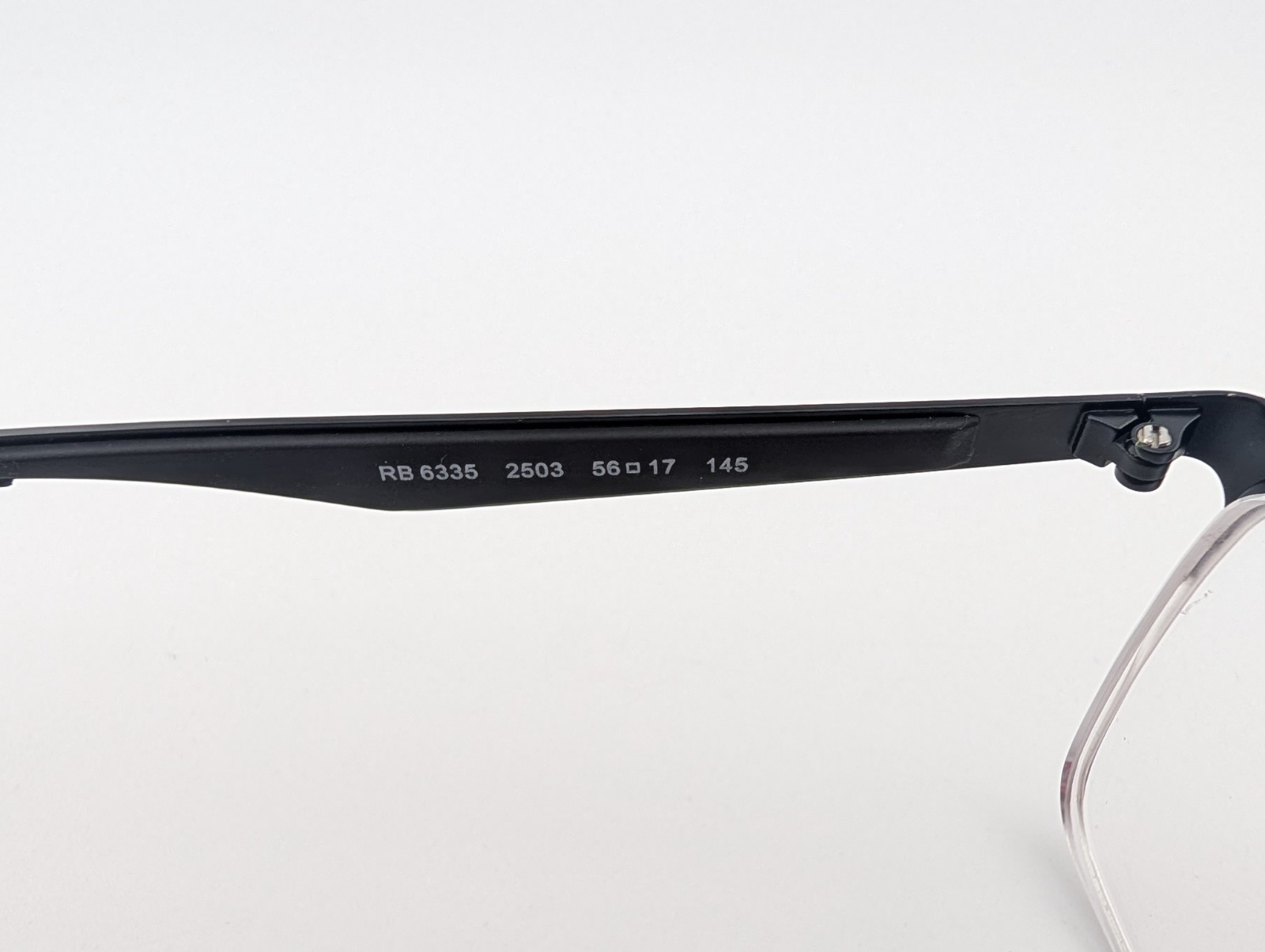 Ray Ban Eyeglasses, Frames Only, RB 6335 2503, 56-17-145, Black, Half Rim