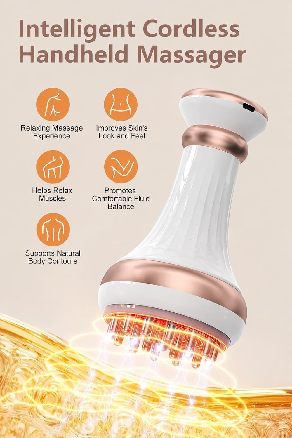 Lymphatic Drainage Massager & Anti-Cellulite Massage Tool, Cordless, White | 6 L