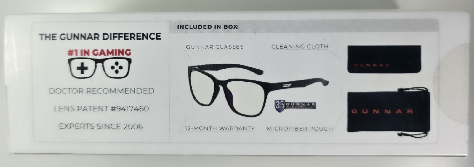 GUNNAR Berkeley Blue Light Filter Glasses Onyx Frame Clear Lens Rectangle