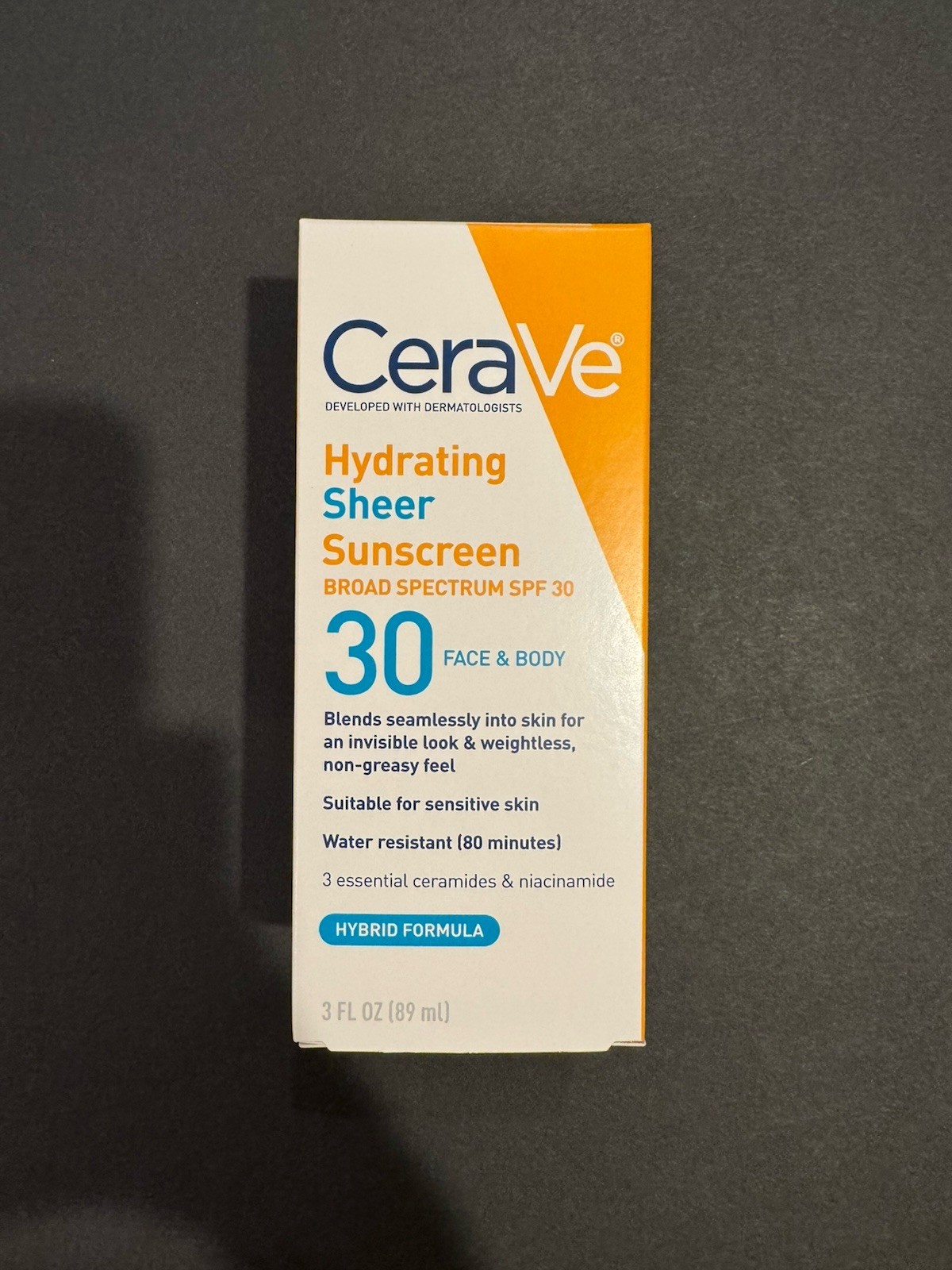 CeraVe Hydrating Sheer Sunscreen Broad Spectrum SPF 30 (Face & Body) – 3 fl oz