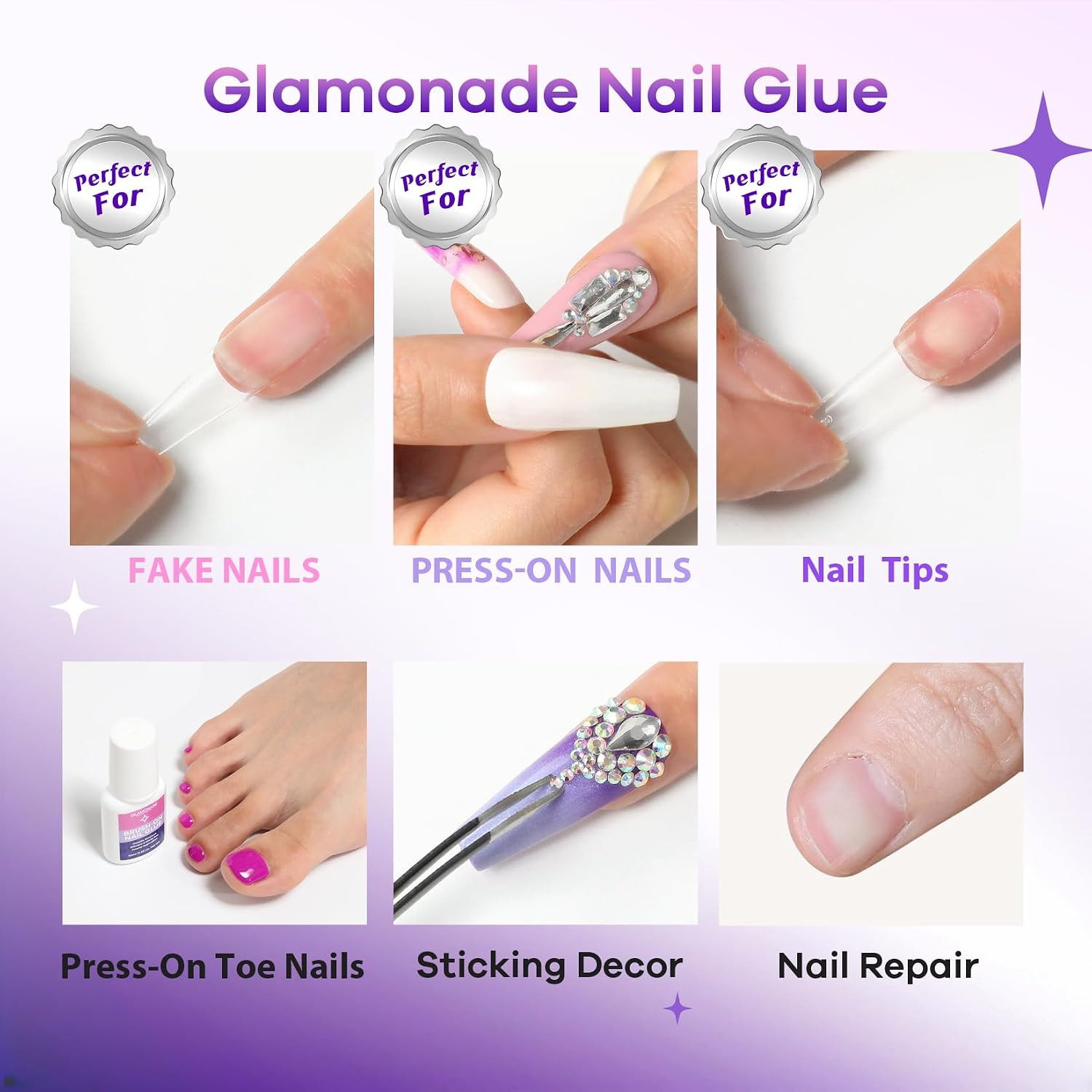 Super Strong Nail Glue: Glue for Press Ons & Acrylic Nails & Fake Nail Tips – 10