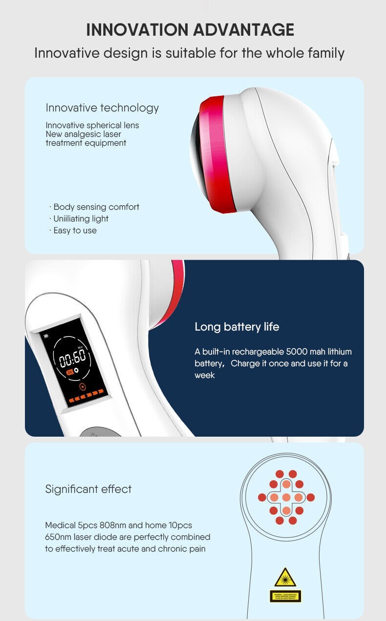 Cold Laser Therapy Device 1300mW Pain Relief LLLT Soft Red Light Lazer Treatment