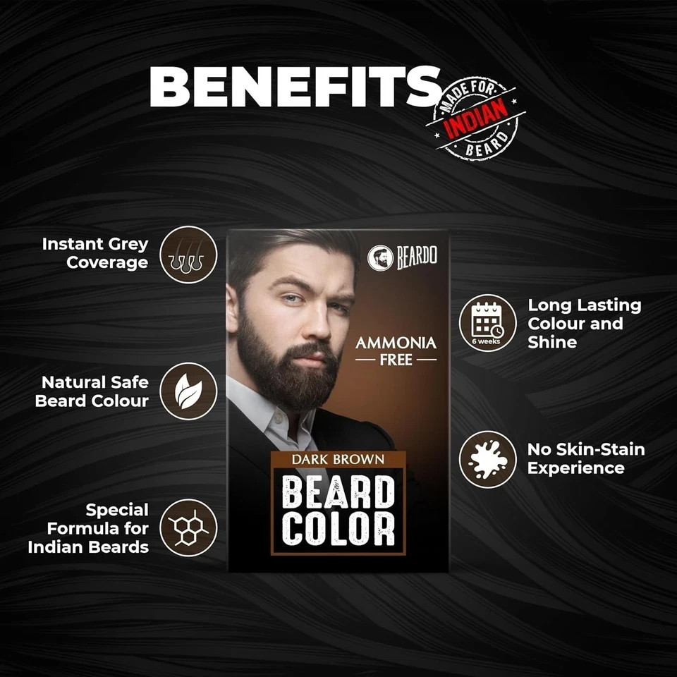 Beardo Beard Color For Men Natural Brown Long Lasting No Ammonia Easy to 70ml