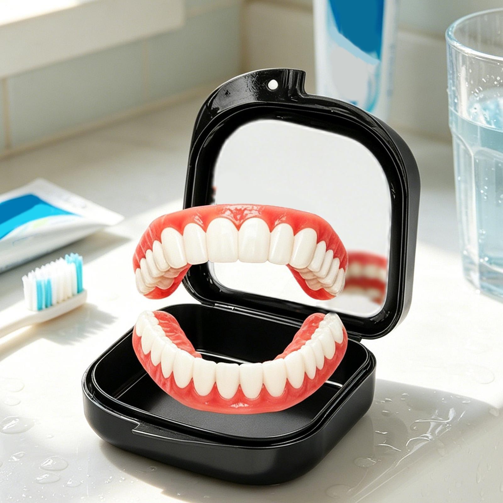 Silicone Denture Reline Kit with Full False Teeth Set Top Bottom Comfort Fit