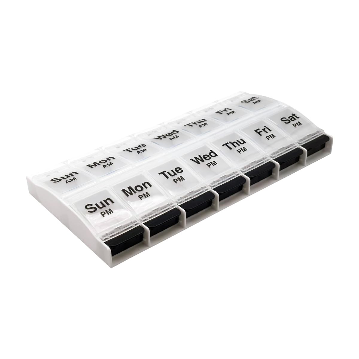 Weekly 7-Day AM/PM Pill Organizer X-Large Case Clear Black