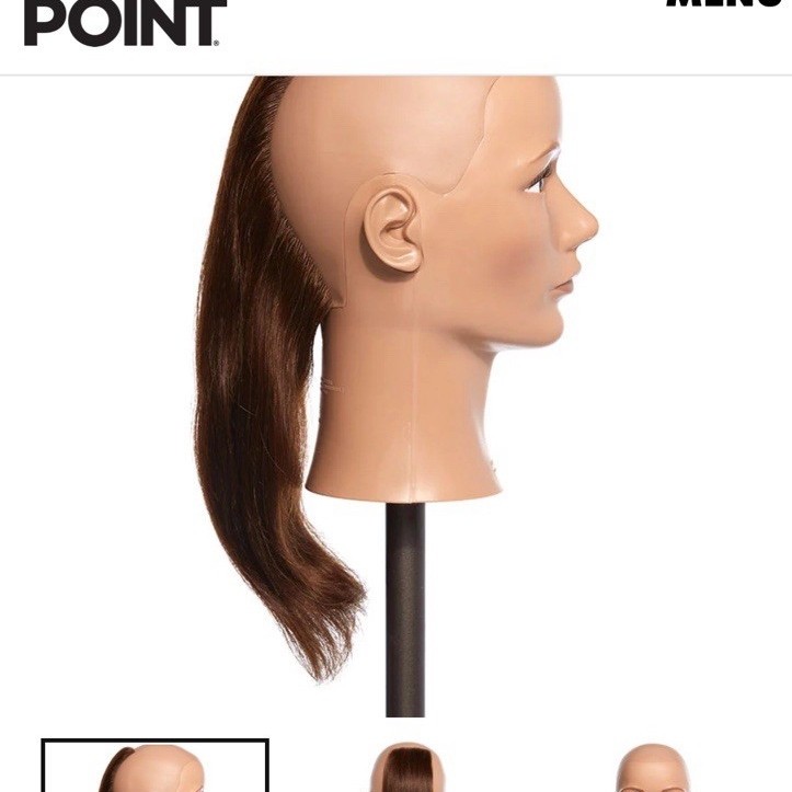 Pivot Point Rectangle Solid Cap Hair Mannequin, Human Hair, Brown SC2-RMMSCDML