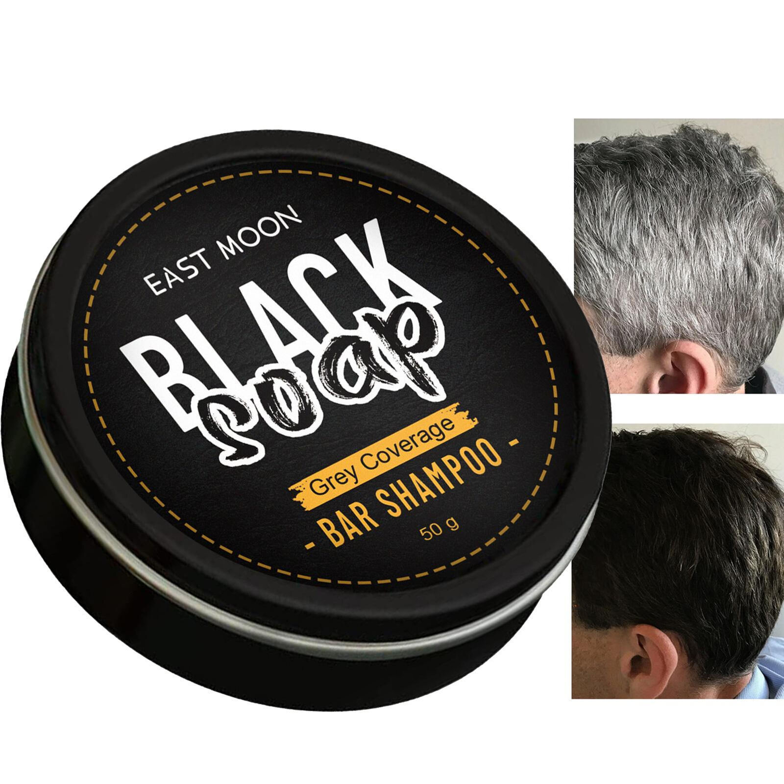 2× Men’s Grey Coverage Bar Shampoo Hair Darkening Black Soap for Grey Hair Cover