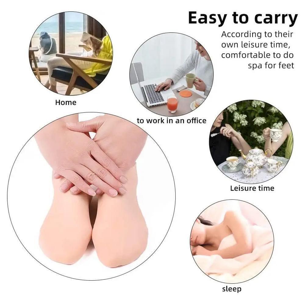 2PCS Silicone Moisturizing Hand & Foot Covers Reusable Skin Softening Treatment