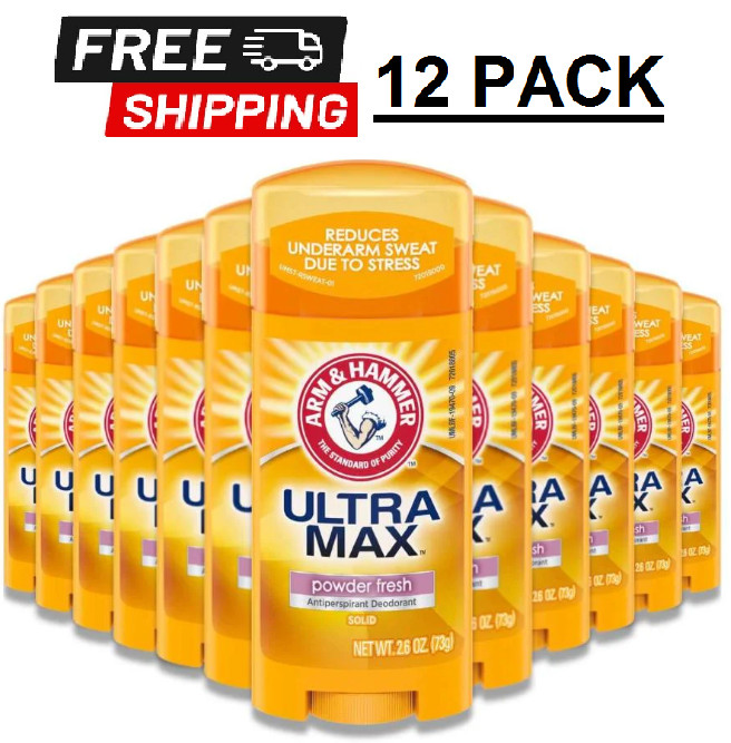 (12-PACK) ARM & HAMMER ULTRA MAX Deodorant, Powder Fresh, Solid Stick, 2.6 Oz