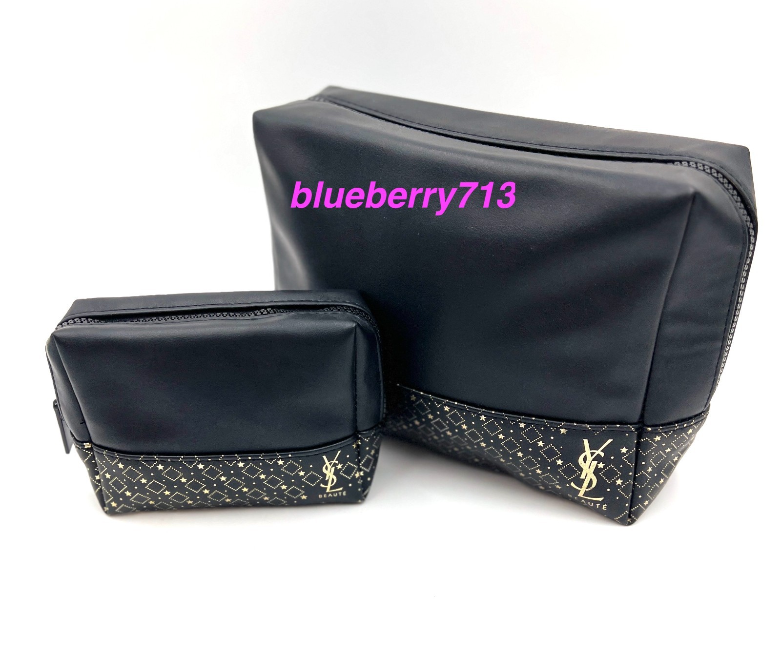 2 Bags: YSL Yves Saint Laurent Beauty Makeup Cosmetic Bag Set: Large + 1 Small