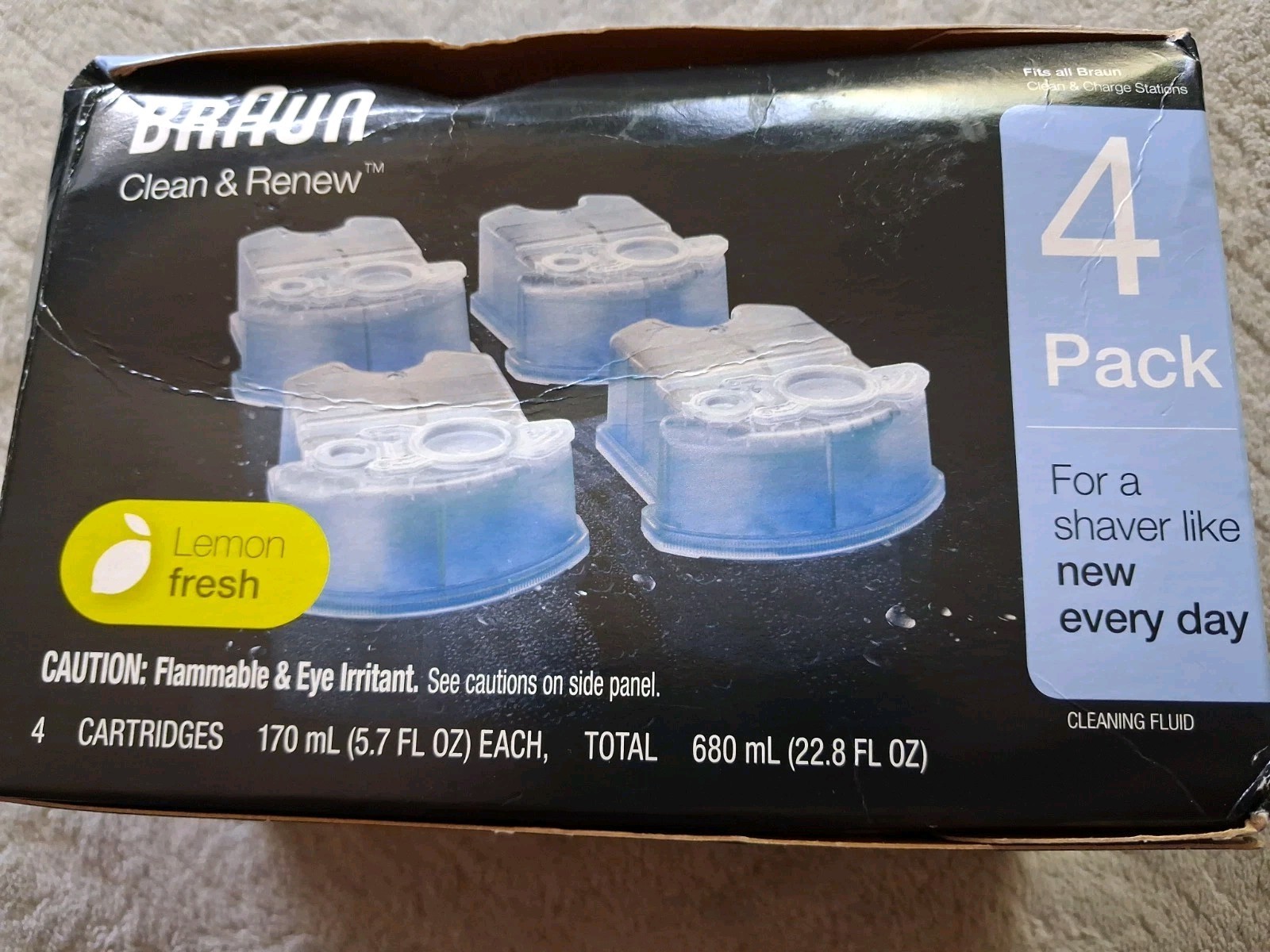 Braun CCR4 Clean & Renew Shaver Cleaning Cartridge Refills 4-Pack 5331 Sealed