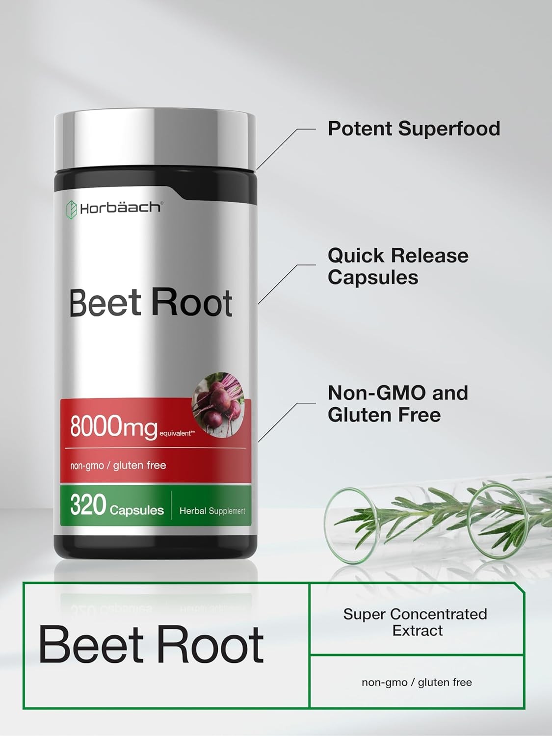 Beet Root Powder Capsules | 8000mg | 320 Count | Non-GMO | by Horbaach