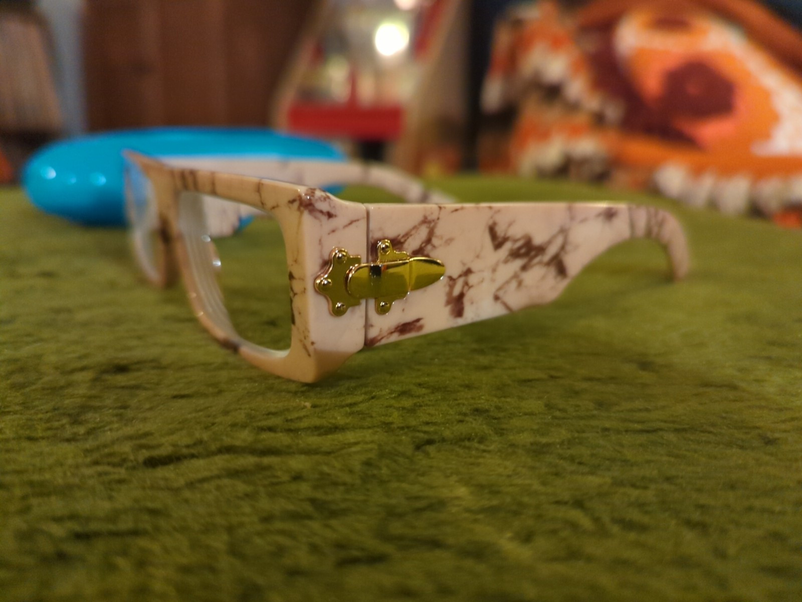 Unknown Designer Frames White “Marble” Plastic Vintage Style Glasses