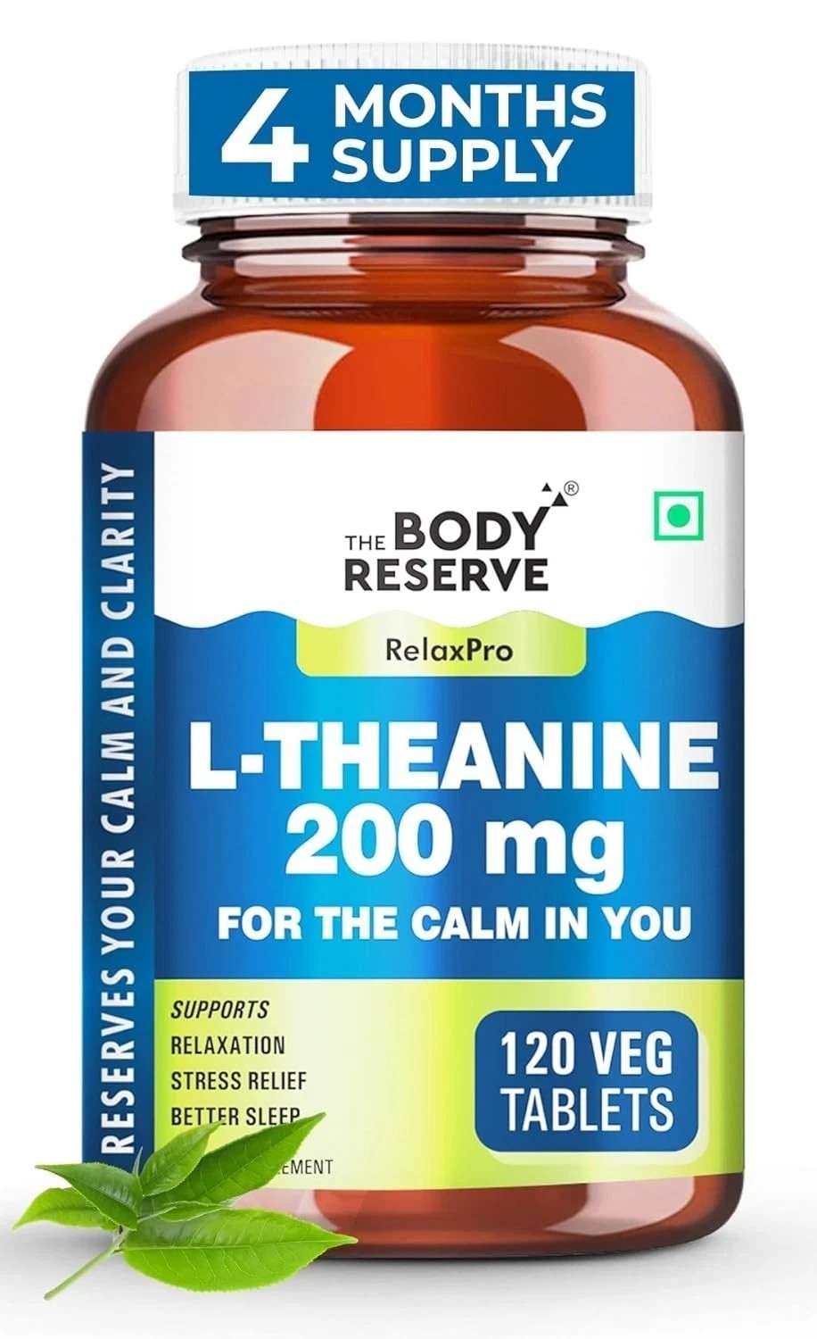 The Body Reserve L-Theanine 200mg 120 Veg Tablets