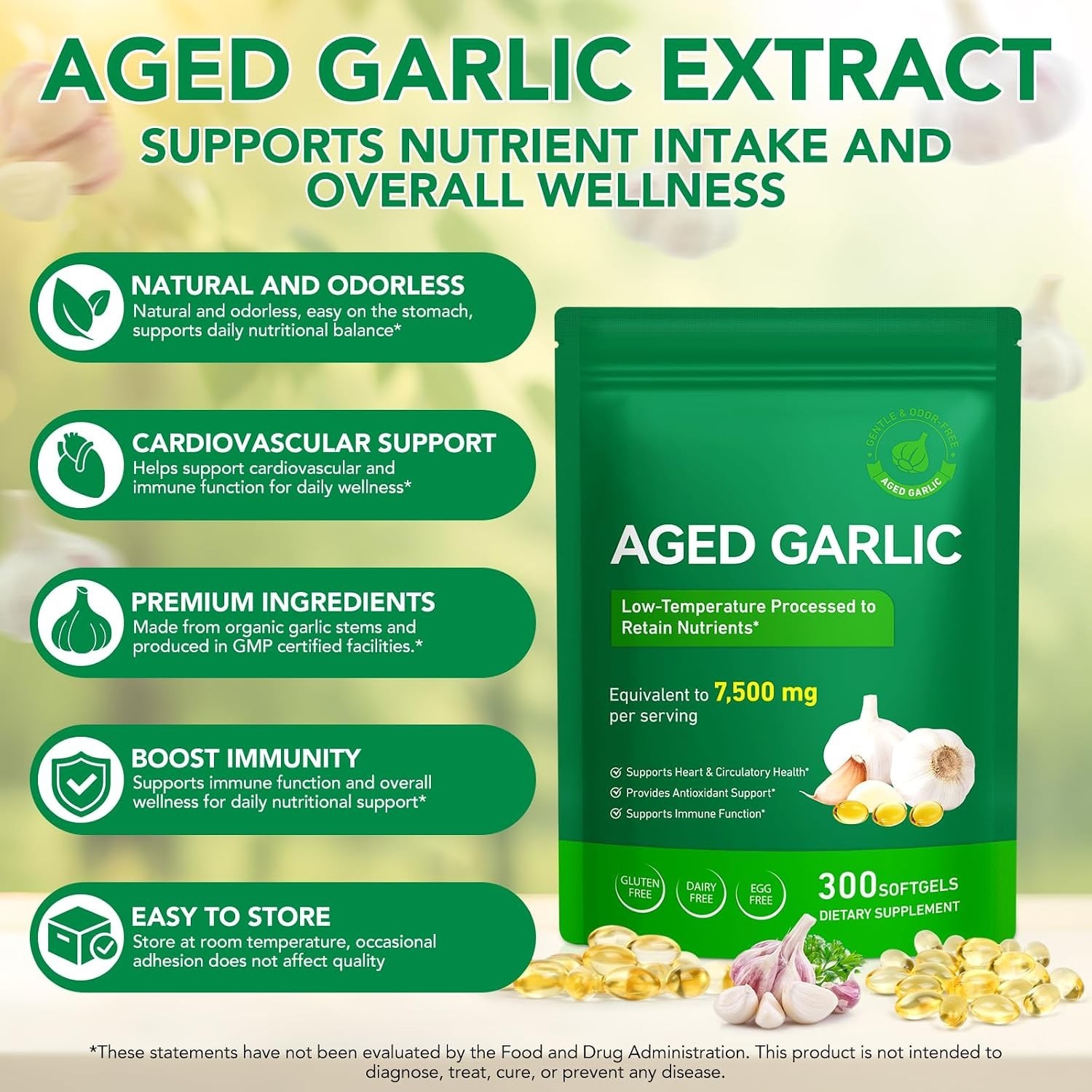 Aged Garlic Extract Capsules 2 Pack Heart Immune Antioxidant Support