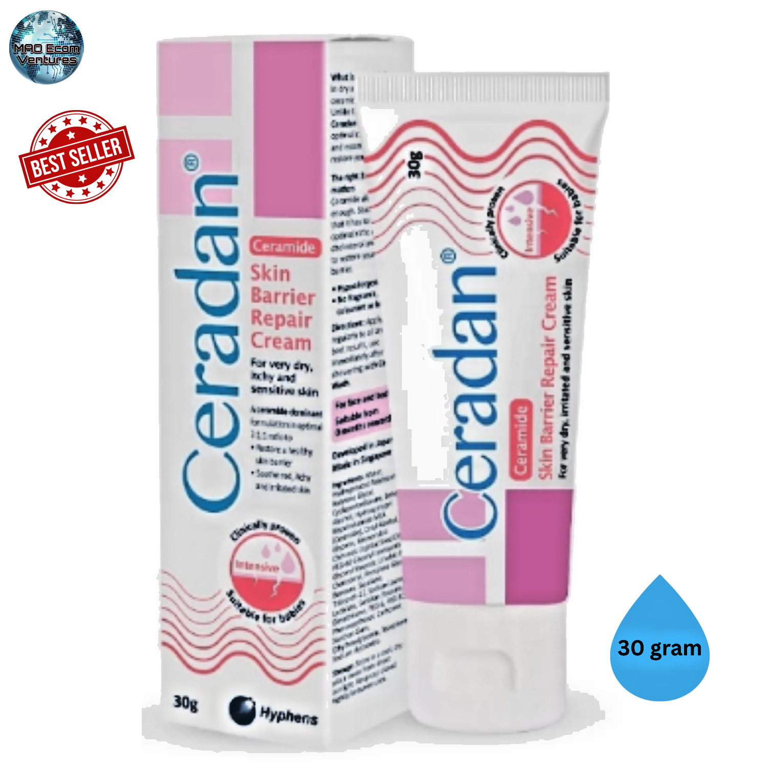 Ceradan Ceramide 30g Skin Barrier Repair Cream For Dry, Itchy & Sensitive Skin