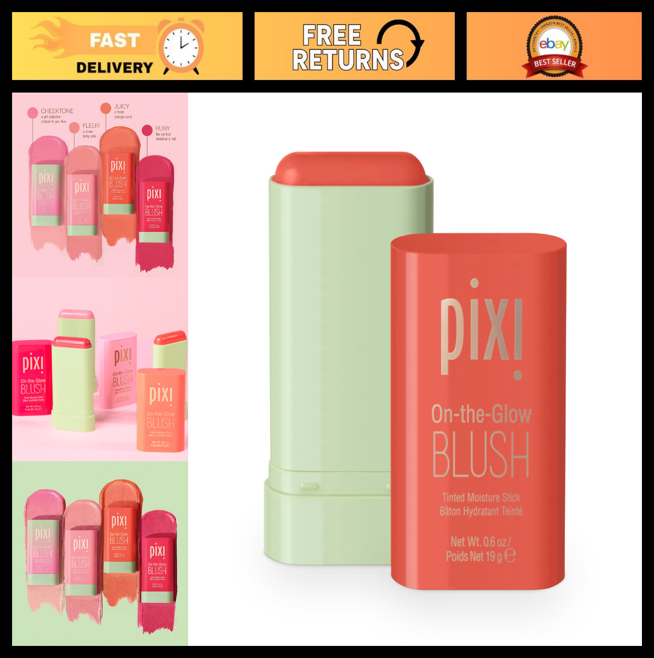 Hydrating Tinted Blush Stick for Cheeks & Lips – Juicy Color, Ginseng & Aloe, 19