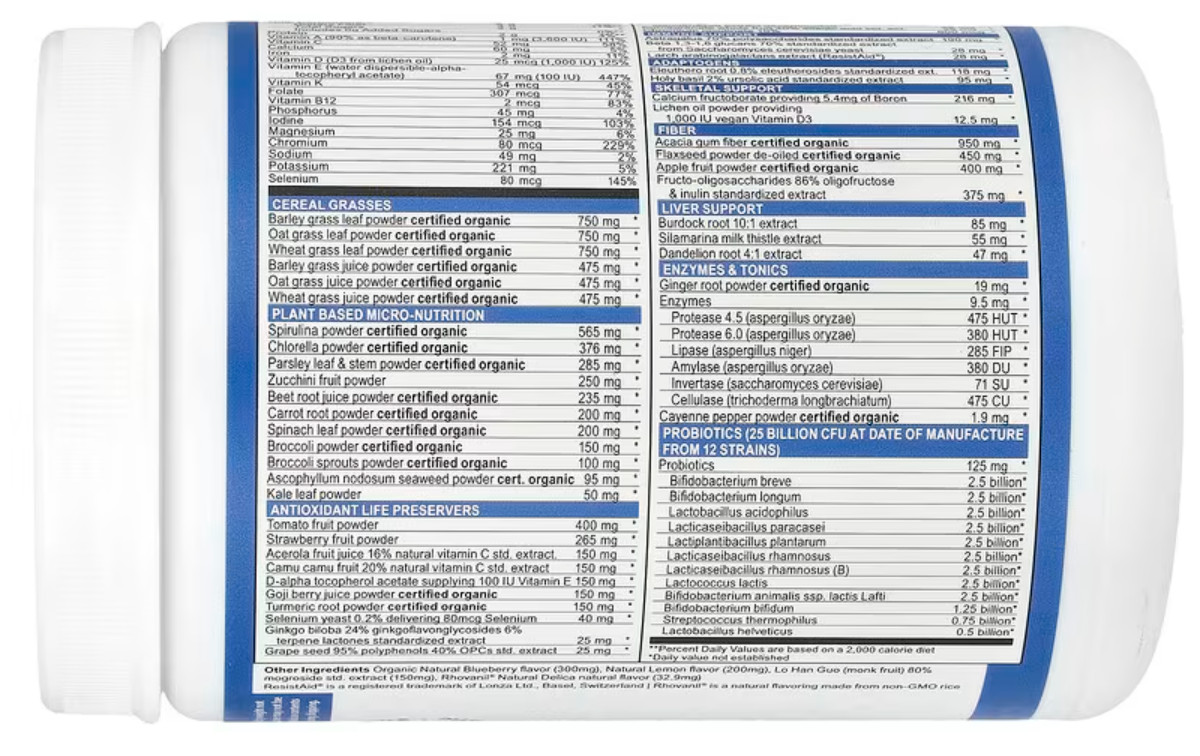 Vibrant Health Green Vibrance Blueberry Lemon 292g (10.30 oz) Powder Best 02/27