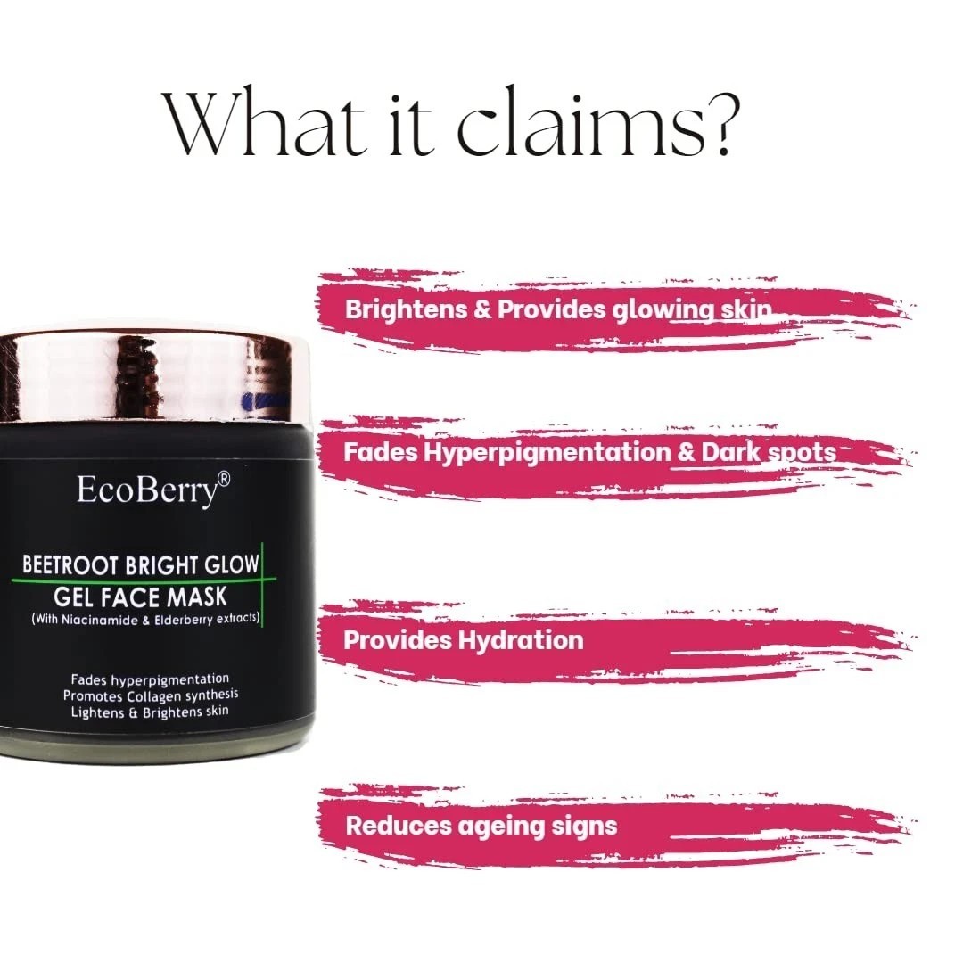 EcoBerry Beetroot Bright Glow Gel Face Mask For Glowing Skin 100ml