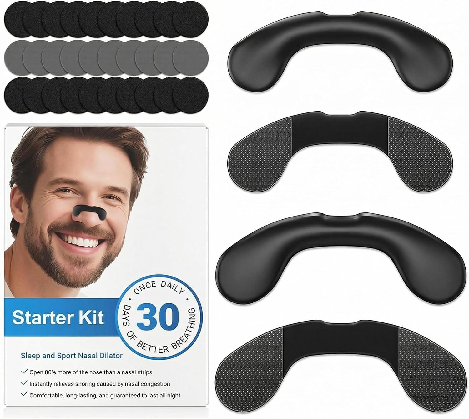 Nasal Dilator Set for Enhanced Breathing – 2 Sizes, 60 Adhesive Patches Included