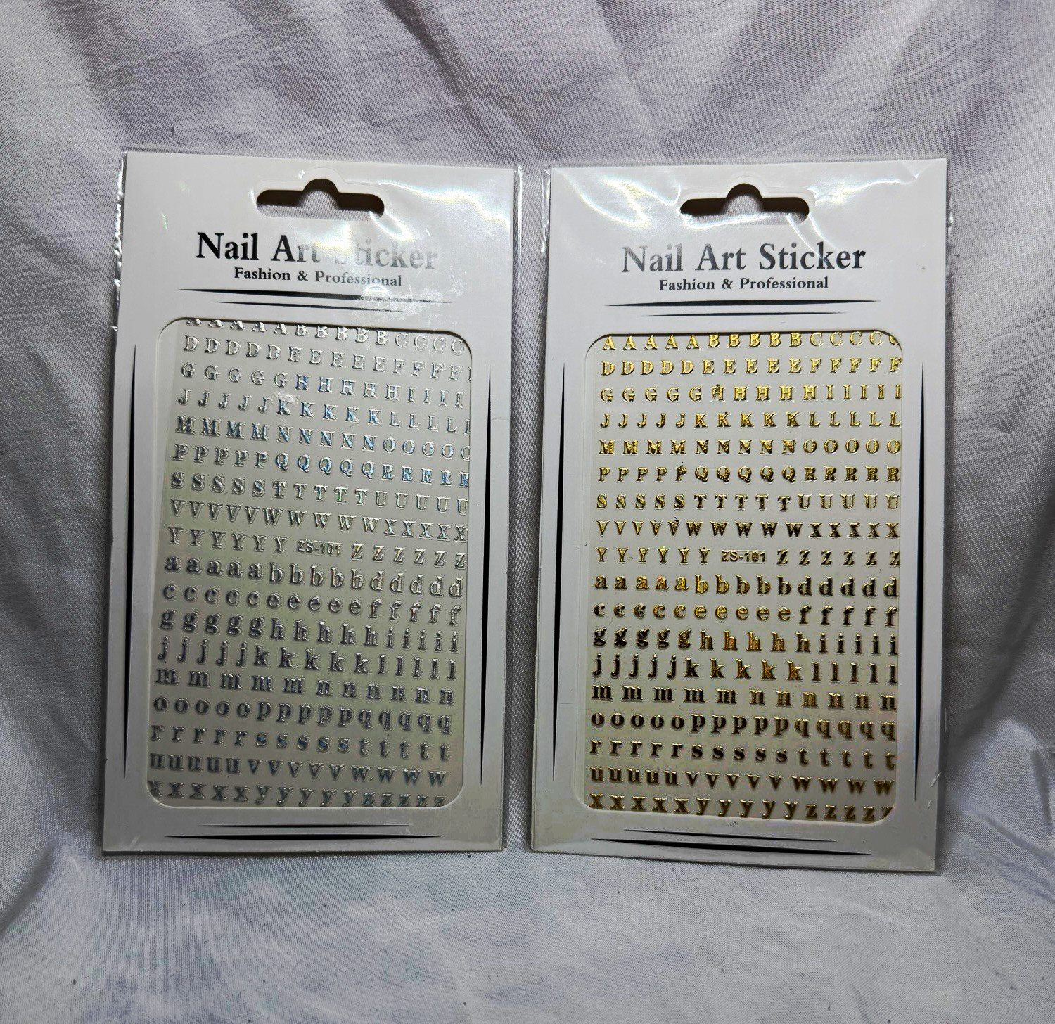 Metallic Self-Adhesive Nail Art Stickers Silver/Gold Letters