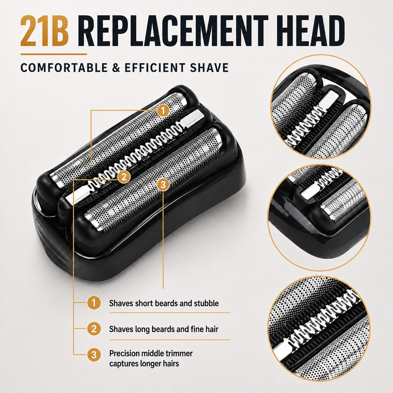 21B Series 3 Replacement Head Fits for Braun S3 21b 3010s, 3040s,5409 Black 4Pcs