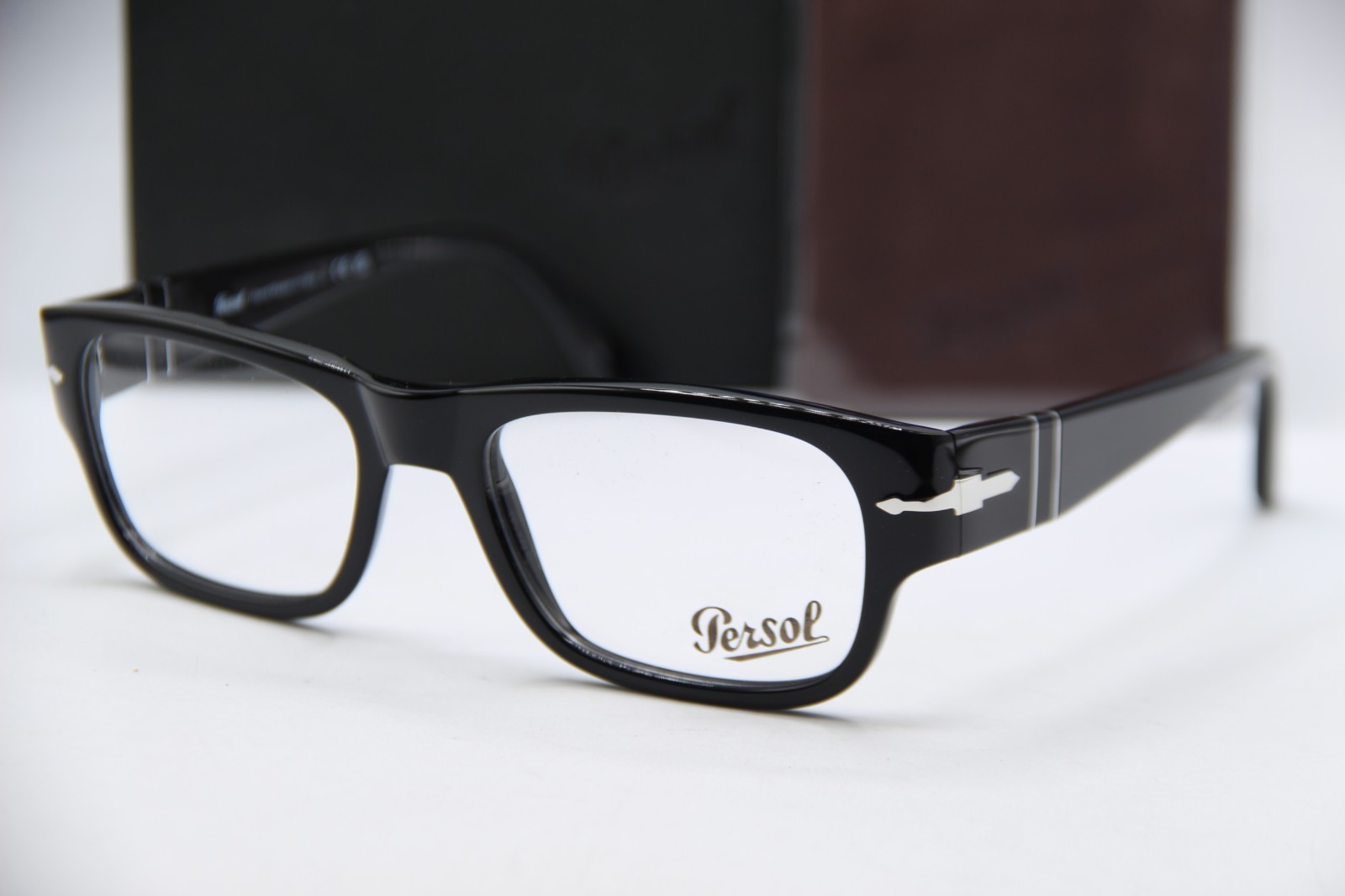 NEW PERSOL P 3324-V 95 BLACK SILVER AUTHENTIC FRAMES EYEGLASSES 56-20