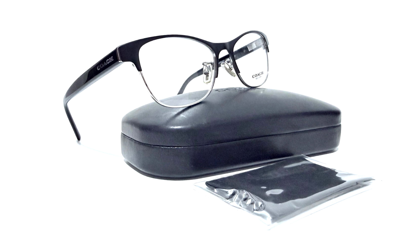 COACH HC 5074T 9239 SATIN BLACK / SILVER RX EYEGLASSES 52-17-135 HC5074 W/CASE