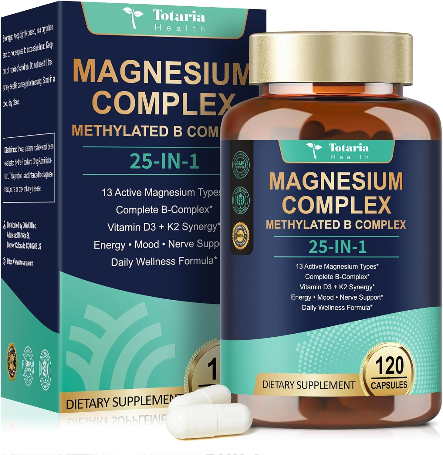 25-in-1 Magnesium Complex with Methylated B Complex Magnesium Glycinate Citrate