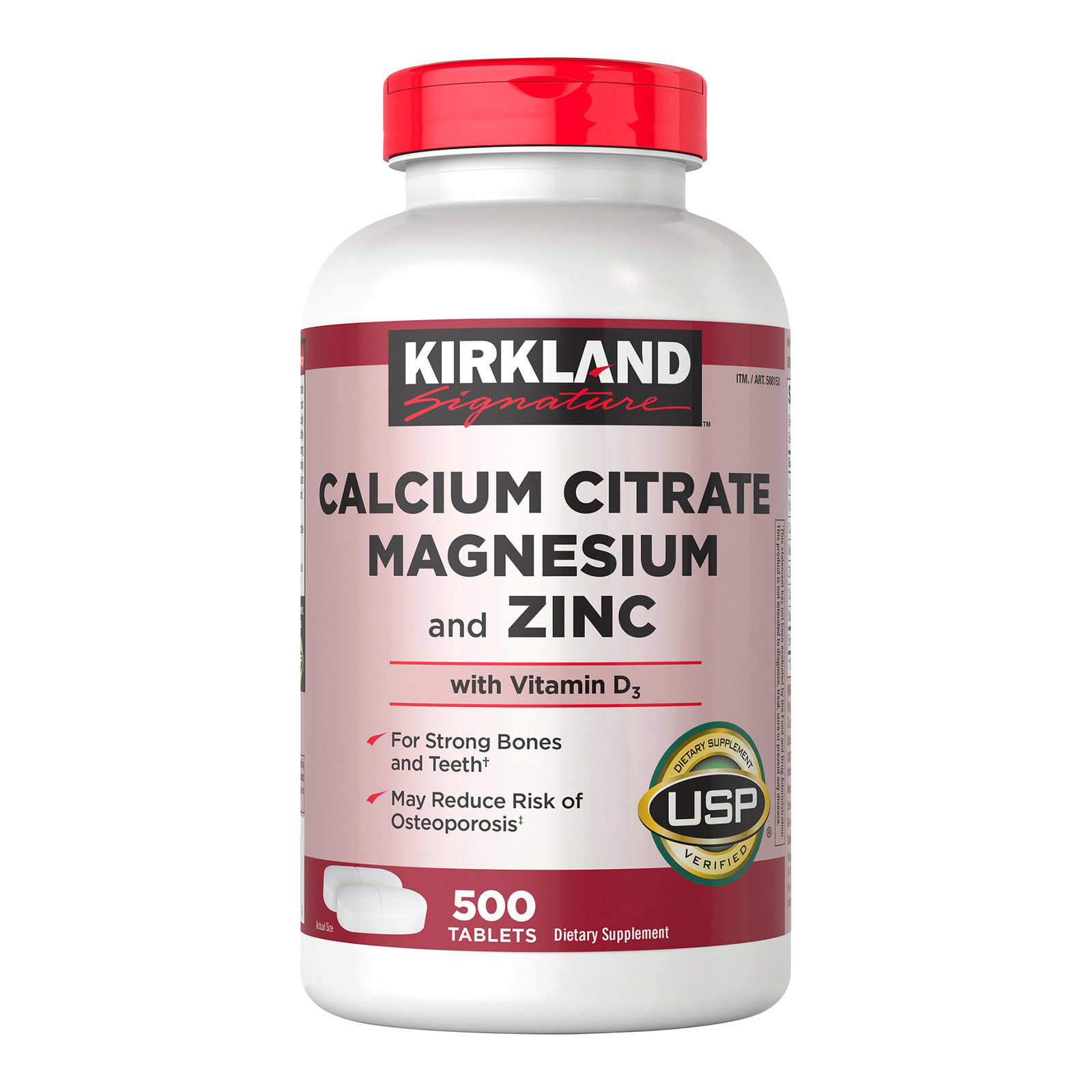 Kirkland Calcium Citrate, Magnesium & Zinc – 500 Tablets for Stronger Bones
