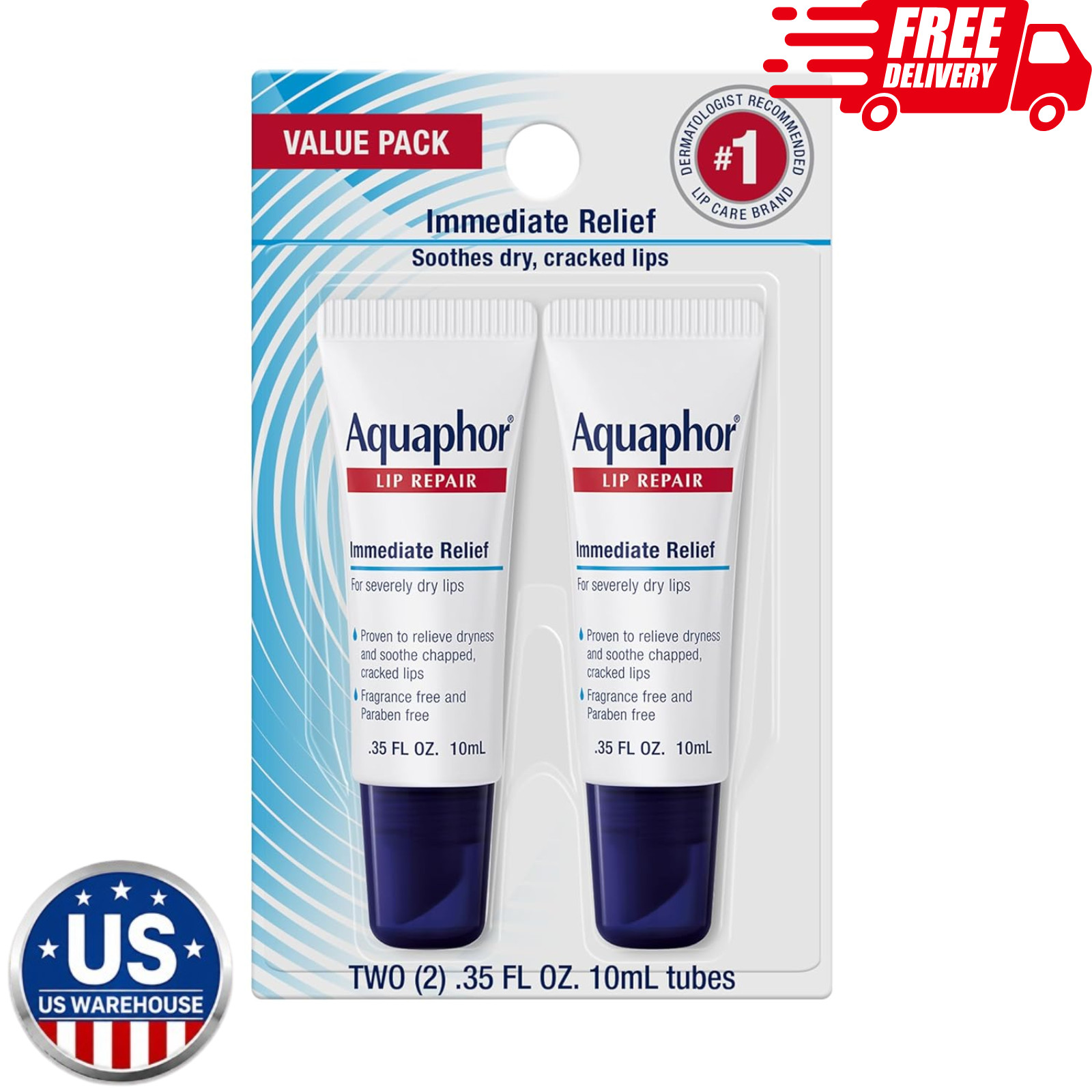 Aquaphor Lip Repair Ointment, Moisturizing Lip Balm, 2 Pack