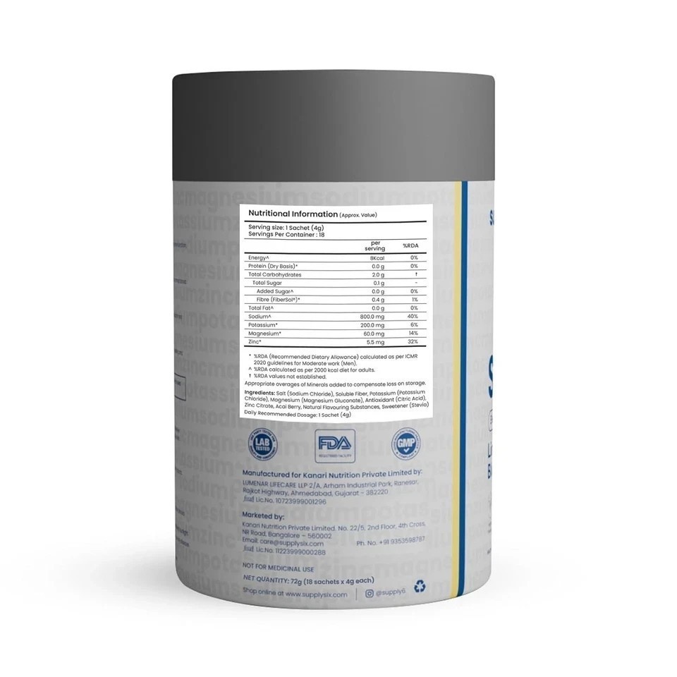 Supply6 Salts | Electrolyte Mix | Zero Added Sugar | Sodium, Potassium, (36 Pcs)