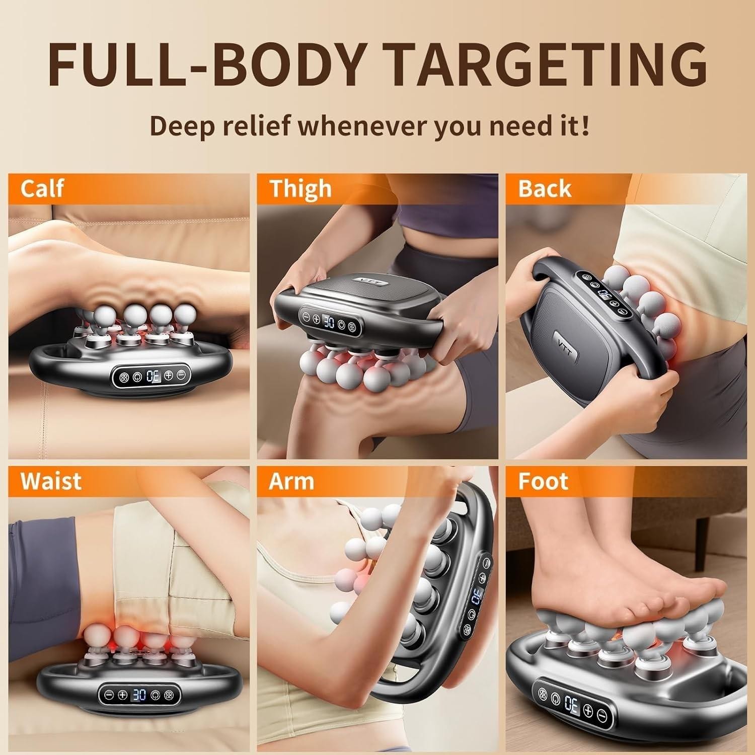 VTT 16-Head Massage Gun Set Deep Tissue Percussion Massager with 3 Modes & 30…