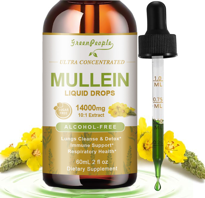 Mullein Drops for Lungs Herbal Mullein Extract-Lung Cleanse Healthy Respiratory