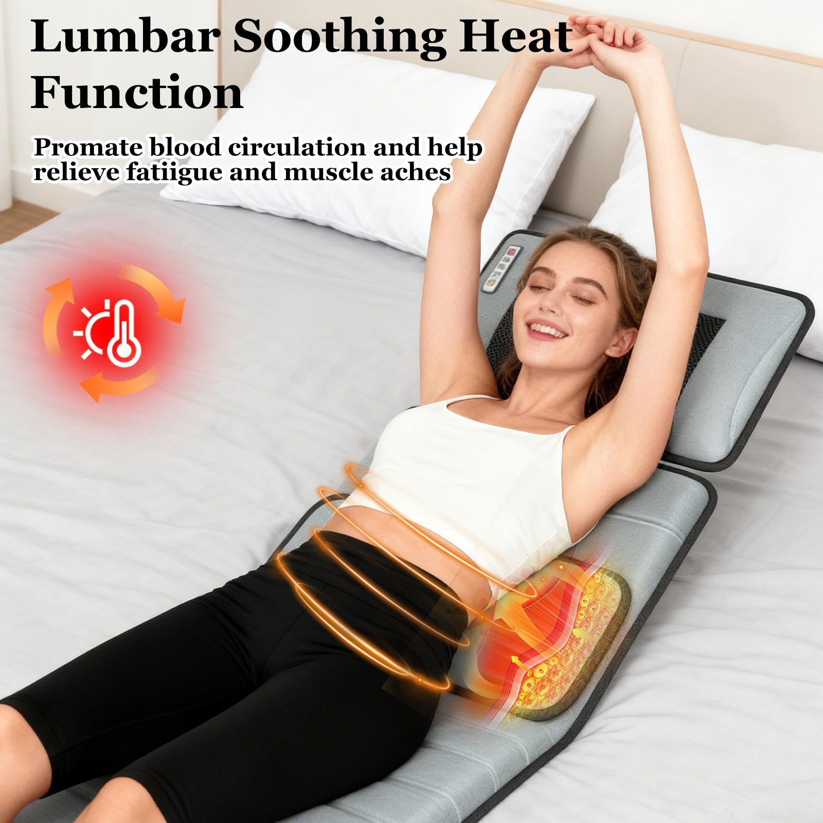 Full Body Electric Massage Mat For Bed W/ Shiatsu Heated Neck Massager For Home