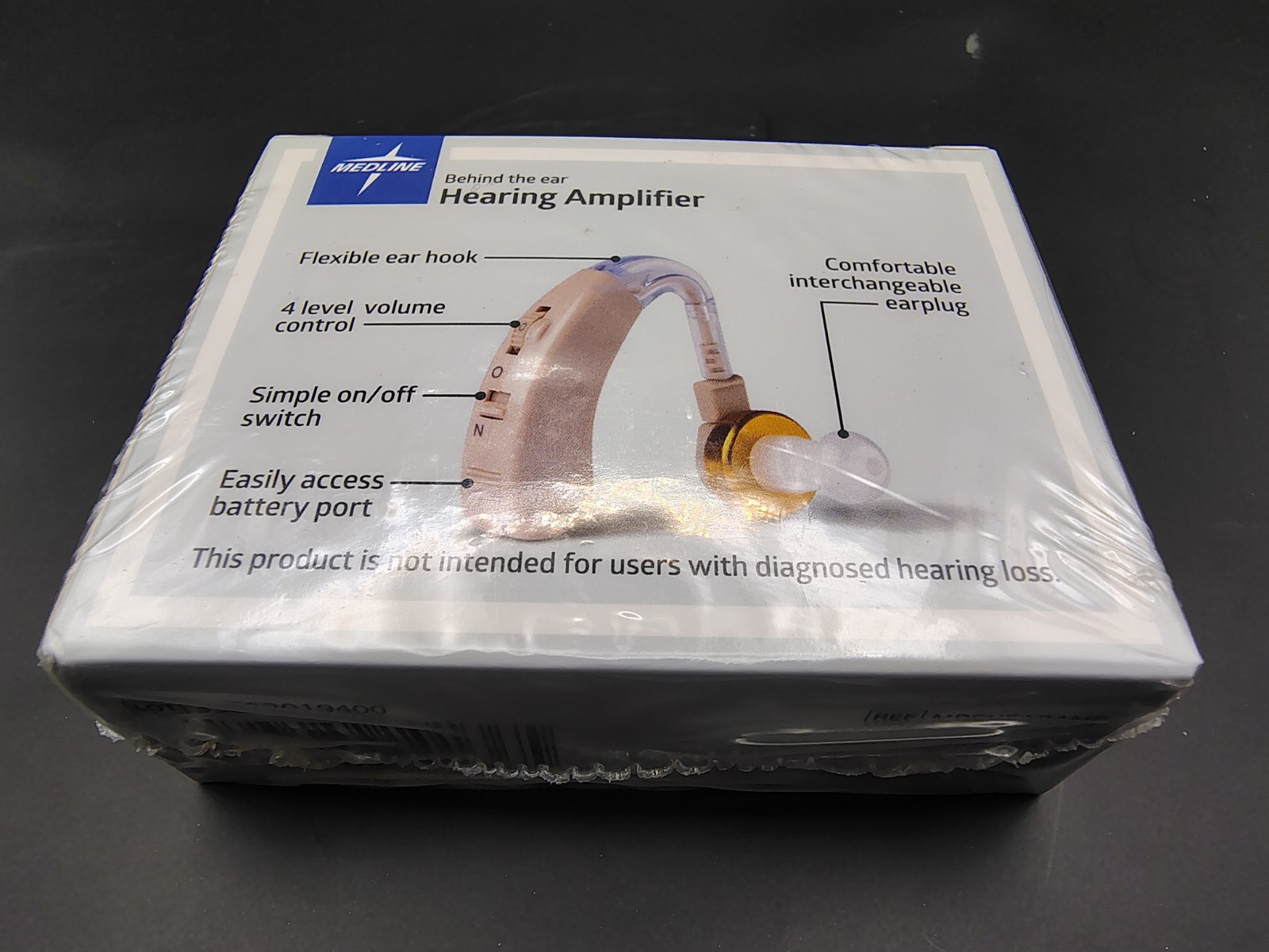 MEDLINE Hearing Amplifier Fits Behind the Ear Flexible Ear Hook New Sealed (One)