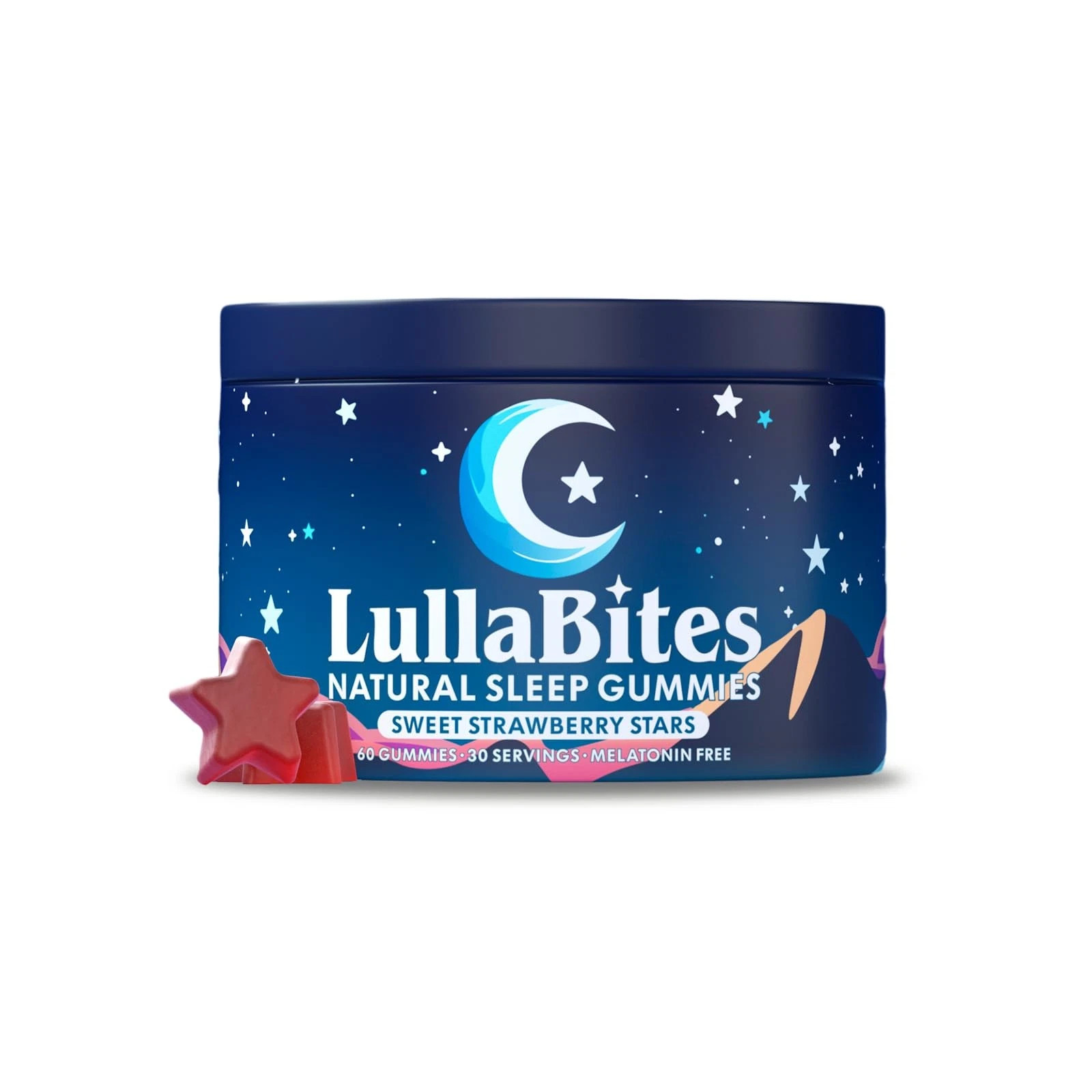 Natural Sleep Gummies – Melatonin-Free, Sweet Strawberry Stars, 60 Count