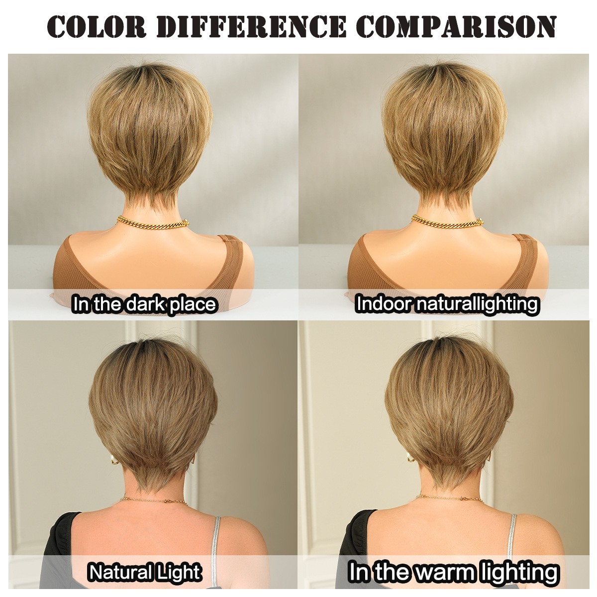 Cold Brew Brown Short Straight Wig Side Part for Middle Aged Women Natural