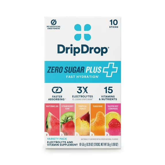 DripDrop Zero Sugar Fast Hydration – Sampler Variety Electrolyte Powder Drink Mi