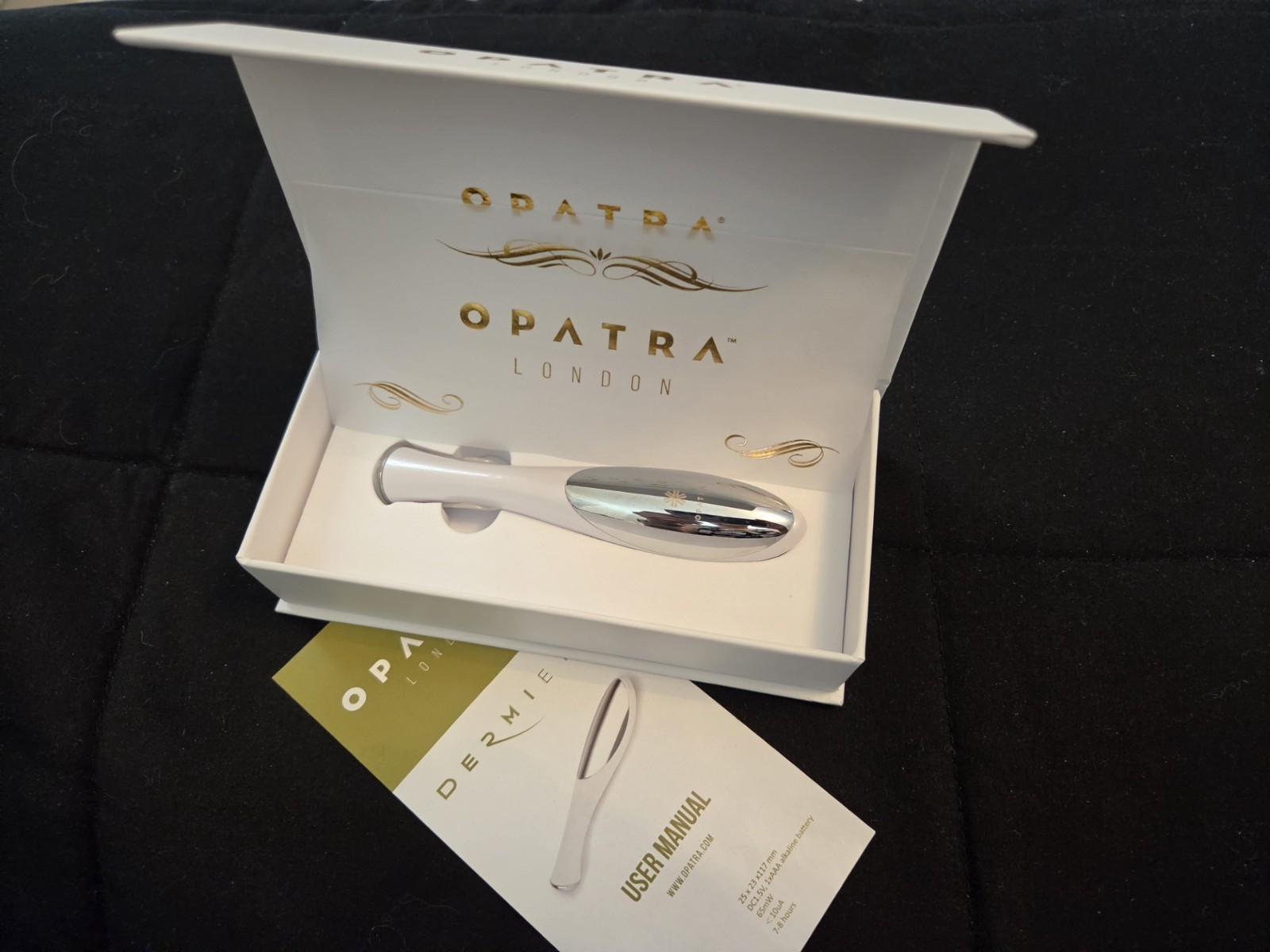 Lift Bar Micro Vibrating Facial Roller & Massager, Hematite, White/Rose Gold