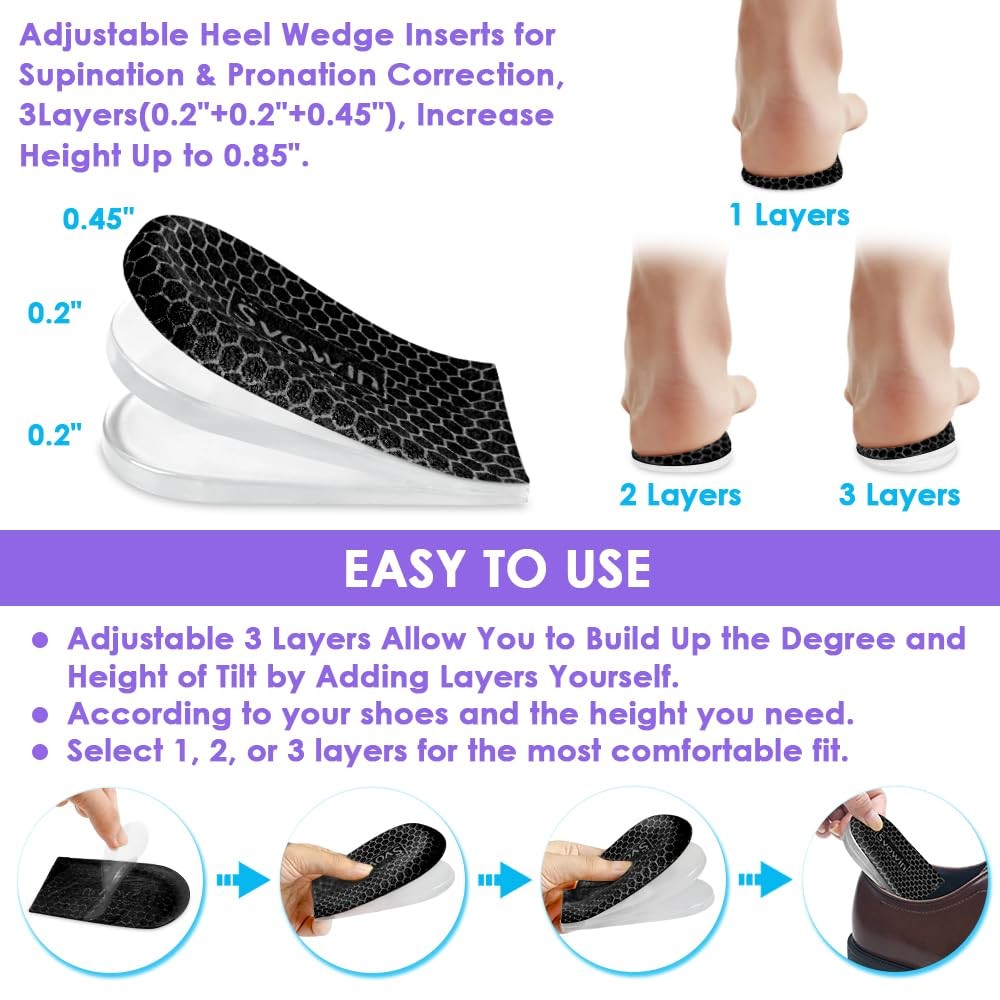 Svowin 3 Layers Adjustable Supination L: W 8-12/ M 7.5-14, Black