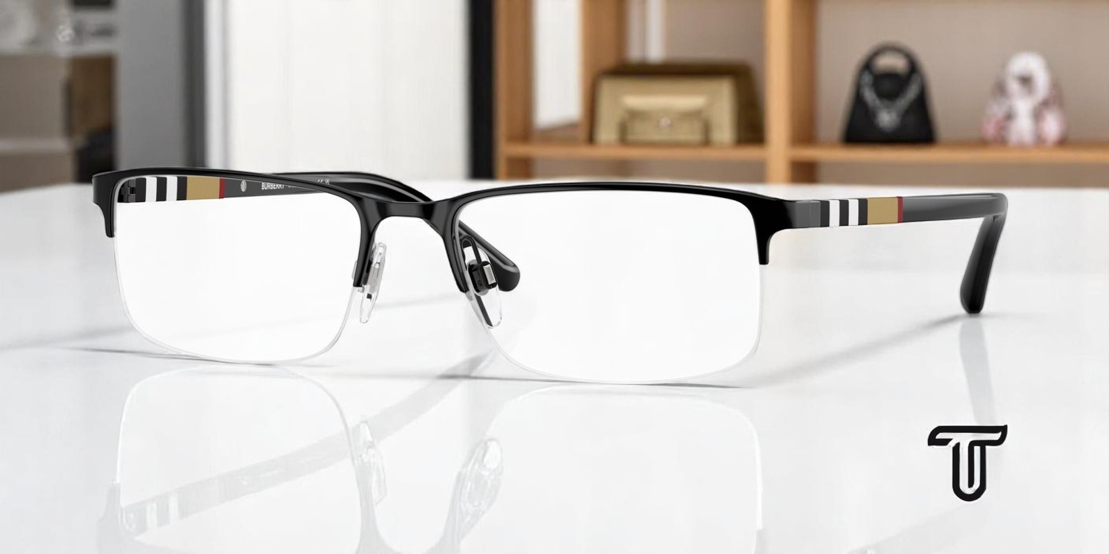BURBERRY BE1282 1001 Black Demo Lens 55 mm Men’s Eyeglasses