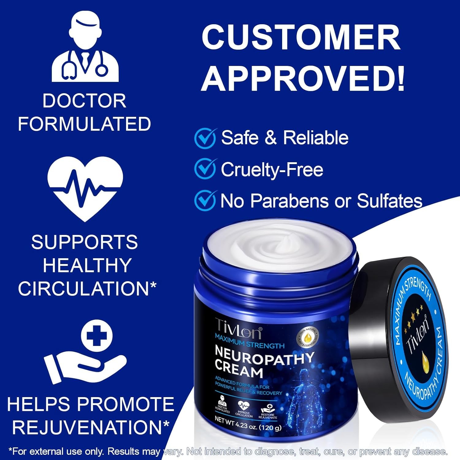 Neuropathy Nerve Care Cream – Fast-Acting Cooling Relief for Feet & Hands 4.23oz
