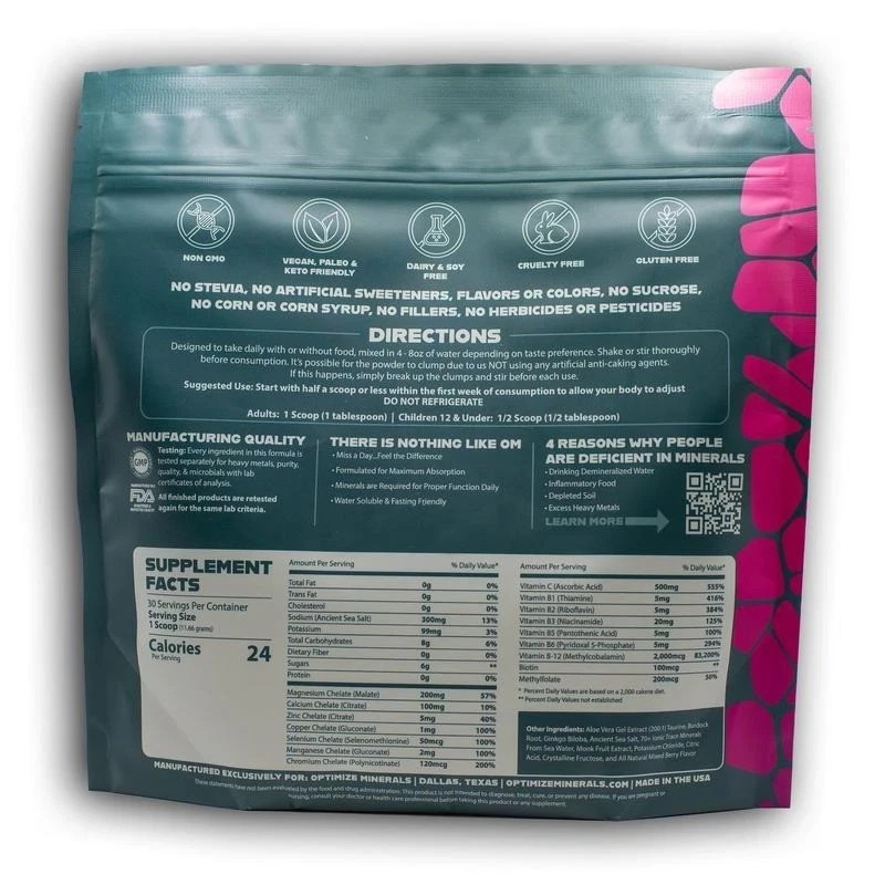 OPTIMIZE MINERALS DAILY MULTI-MINERAL FORMULA70+ lonic Trace Minerals
