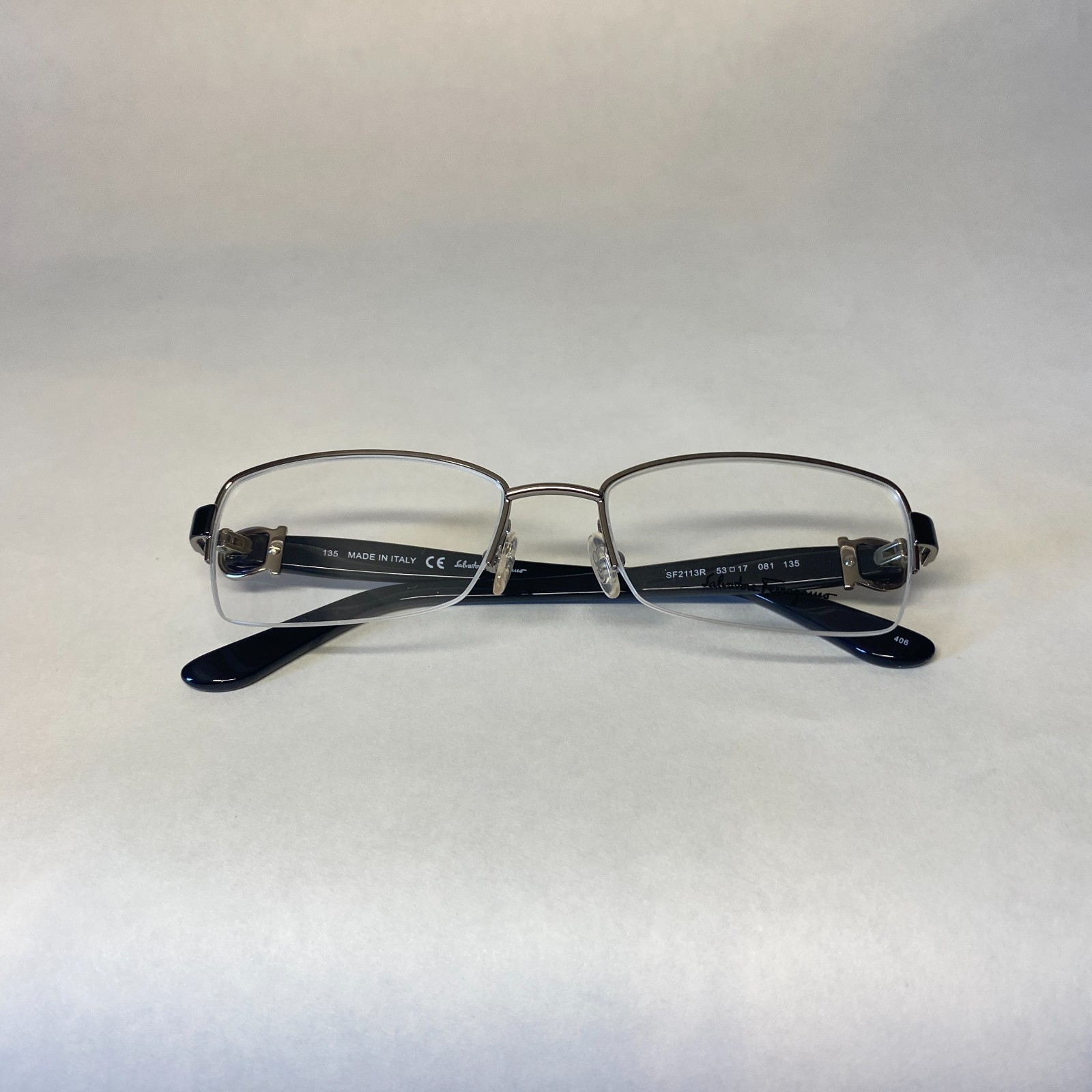 Salvatore Ferragamo Italy Black and Silver Eyeglass Frame SF2113R 53-17-135 081