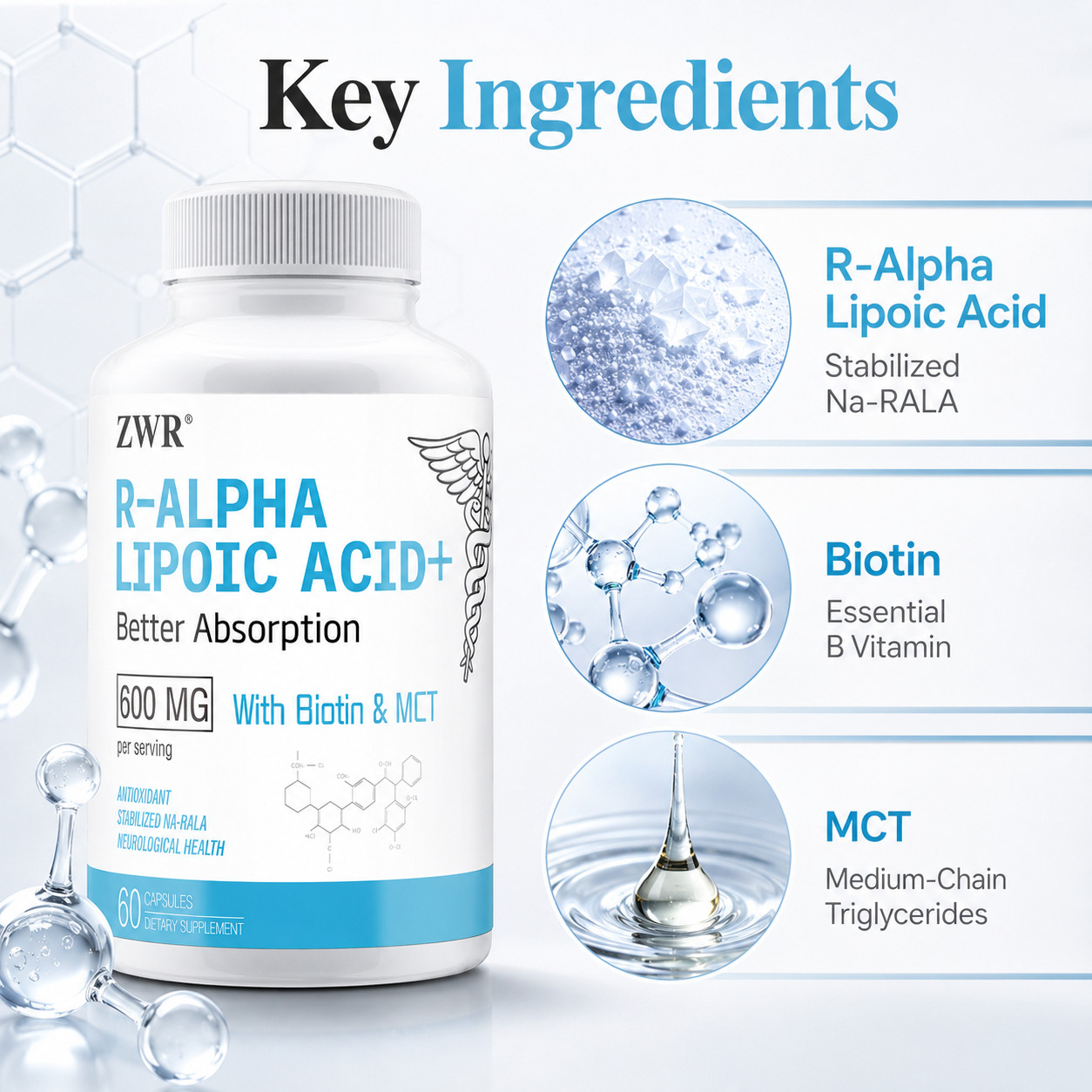 R-Type Alpha Lipoic Acid Capsules – 600 mg with Biotin; Supports Cellular Health